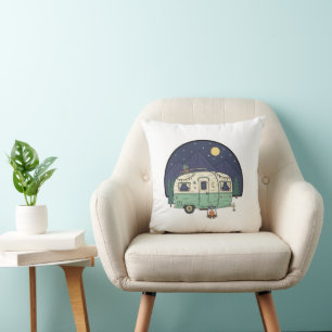 Vintage Caravan Pillow - Coffee Lover Scenic Route