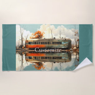 Vintage Caravan Trailer RV Thunder_Cove Beach Towel