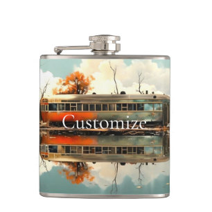 Vintage Caravan Trailer RV Thunder_Cove Hip Flask