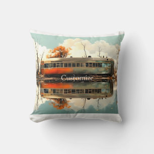 Vintage Caravan Trailer RV Thunder_Cove Throw Pillow