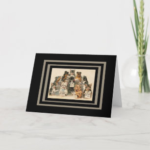 Vintage Card Singing Dog & Cat Choir Best Wishes