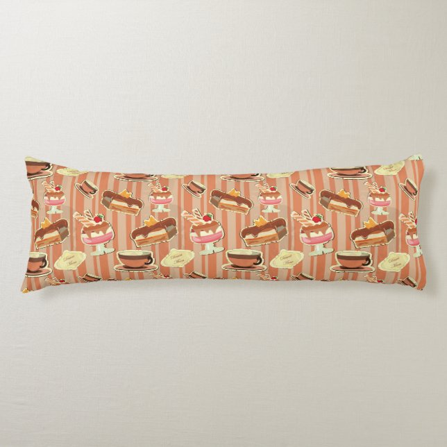 Vintage Card With A Strawberry Dessert Body Pillow (Front)