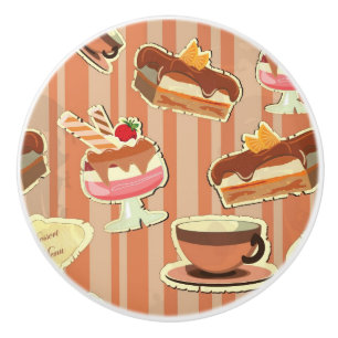 Vintage Card With A Strawberry Dessert Ceramic Knob