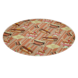 Vintage Card With A Strawberry Dessert Cutting Board