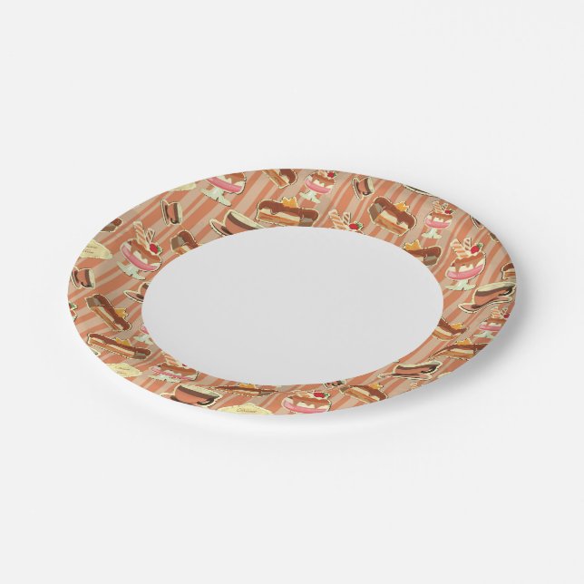 Vintage Card With A Strawberry Dessert Paper Plate (Angled)