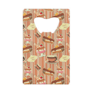 Vintage Card With A Strawberry Dessert Wallet Bottle Opener