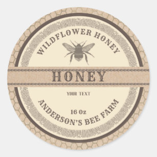 Vintage cardboard bee honey jar label 