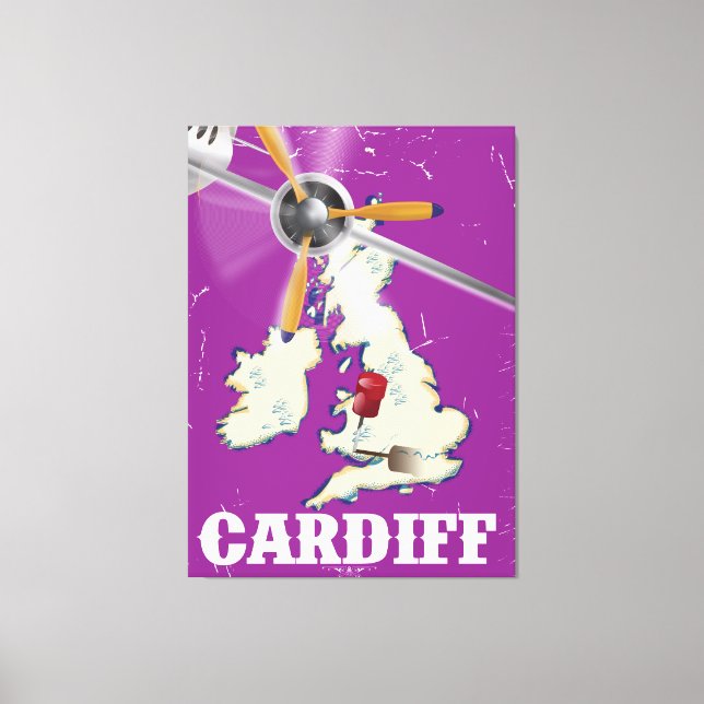 Vintage Cardiff Wales Travel Poster Canvas Print (Front)