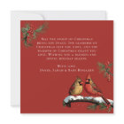 Vintage Cardinal Birds Family Holly Christmas Card