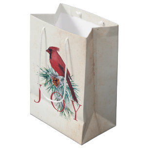 Vintage cardinal custom Christmas Holiday  Medium Gift Bag