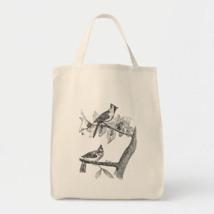 Vintage Cardinal Grosbeak Bird Personalized Birds Tote Bag