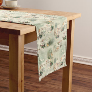 Vintage Cardinals and Christmas Greetings Long Table Runner
