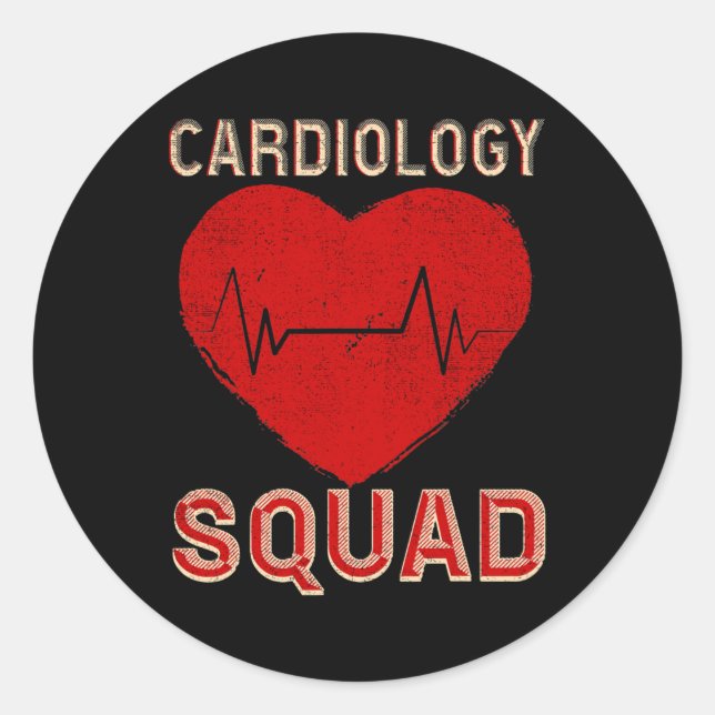 Vintage Cardiology Squad Cardiovascular Classic Round Sticker (Front)