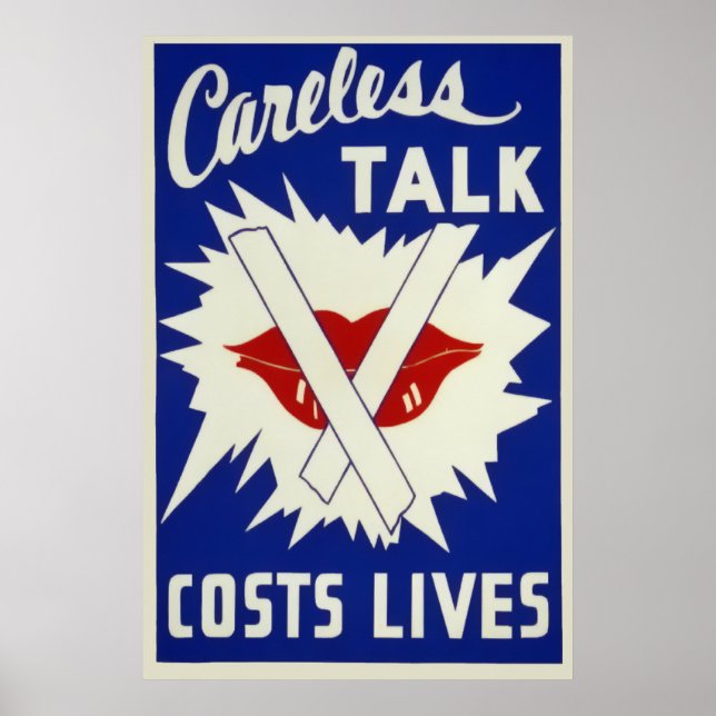 Vintage Careless Talk Costs Lives Poster (Front)