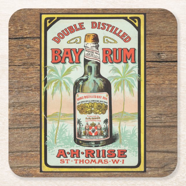 Vintage Caribbean rum late 1800s Square Paper Coaster (Front)
