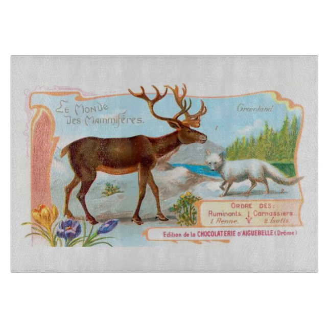 Vintage Caribou (Reindeer) and Arctic Fox Cutting Board (Front)