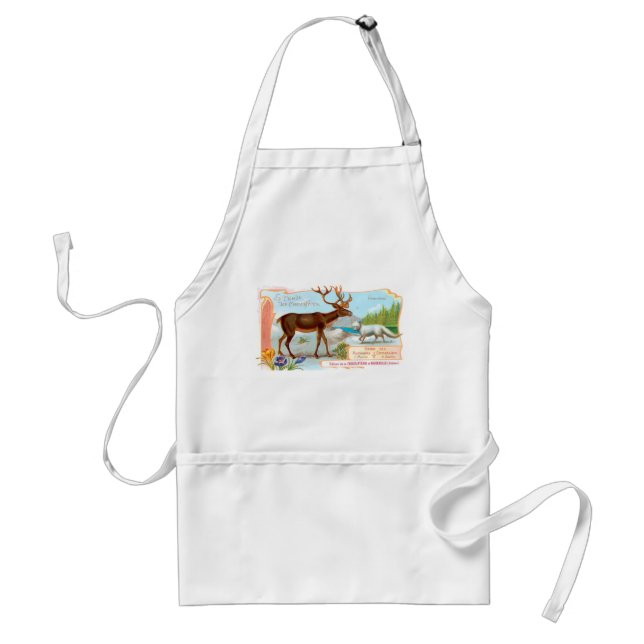 Vintage Caribou (Reindeer) and Arctic Fox Standard Apron (Front)