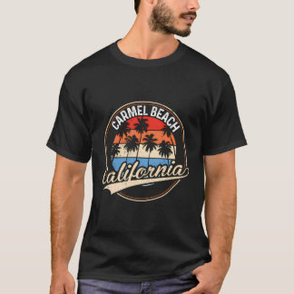 Vintage Carmel Beach California Palm Tree Beach T-Shirt