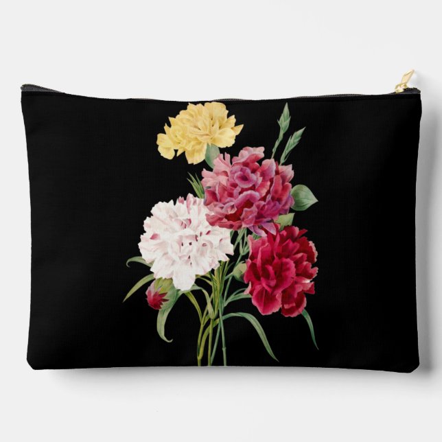Vintage Carnation Floral illustration Accessory Pouch (Back)