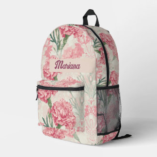 Vintage Carnation Flower In Pink Pattern No1 Printed Backpack