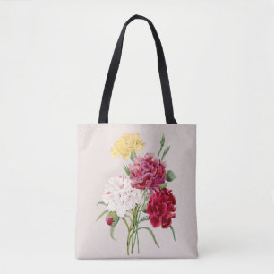 Vintage Carnation Flowers Print Tote Bag