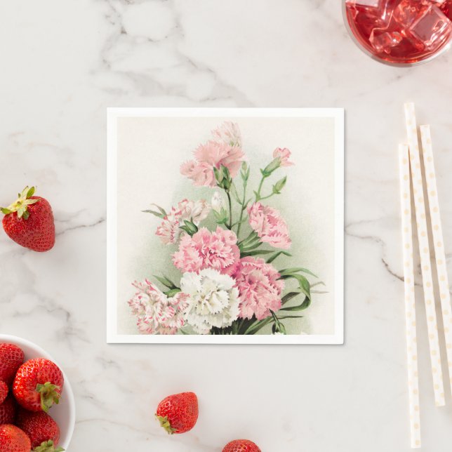 Vintage carnations graden party paper napkins (Insitu)