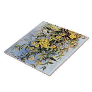 Vintage Carolina Jessamine Yellow Flowers Floral Tile
