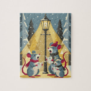 Vintage Caroling Mice Jigsaw Puzzle