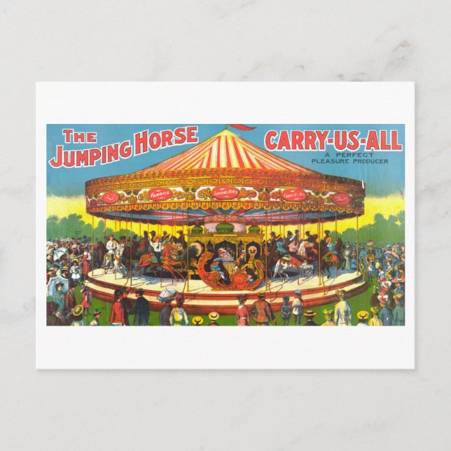 Vintage Carousel Advertisement Postcard (Front)