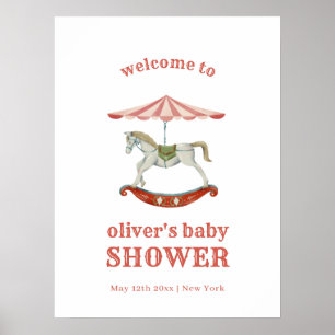 Vintage Carousel Carnival Baby Shower Welcome Poster