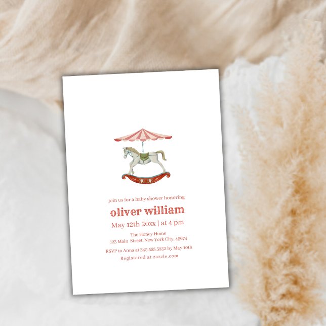 Vintage Carousel Carnival Circus Baby Shower  Invitation (Vintage Carousel Carnival Circus Baby Shower Invitation)