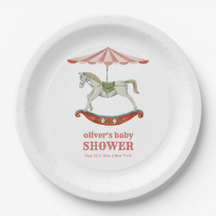 Vintage Carousel Carnival Circus Baby Shower  Paper Plate