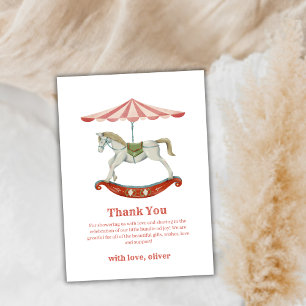 Vintage Carousel Carnival Circus Baby Shower  Thank You Card