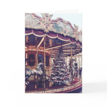 Vintage Carousel Christmas Card