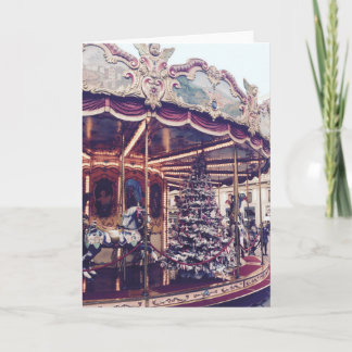 Vintage Carousel Christmas Card