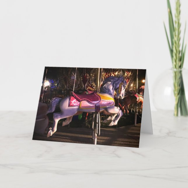 Vintage Carousel Galloping Horse  Card (Front)
