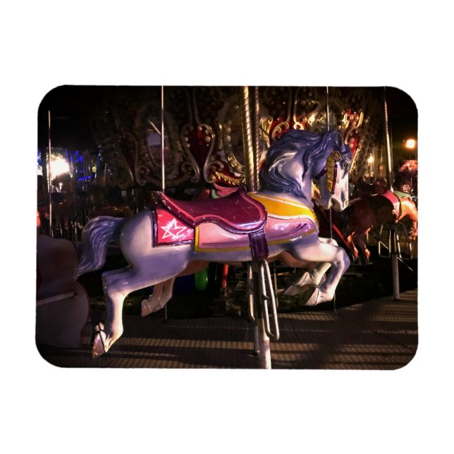 Vintage Carousel Galloping Horse Photo Magnet (Horizontal)