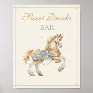 Vintage Carousel Horse Drinks Bar Poster