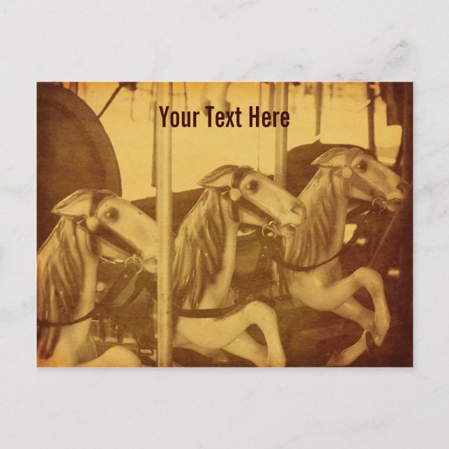Vintage Carousel Horses Customizable Postcard (Front)