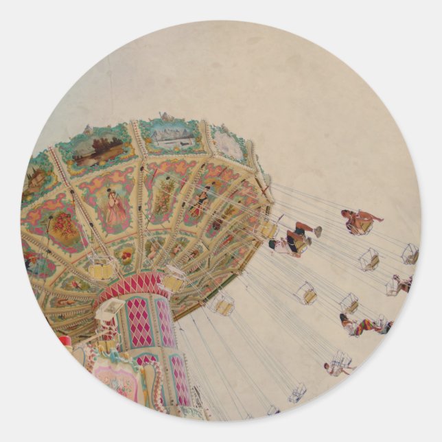 Vintage carousel in Paris Classic Round Sticker (Front)