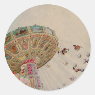 Vintage carousel in Paris Classic Round Sticker