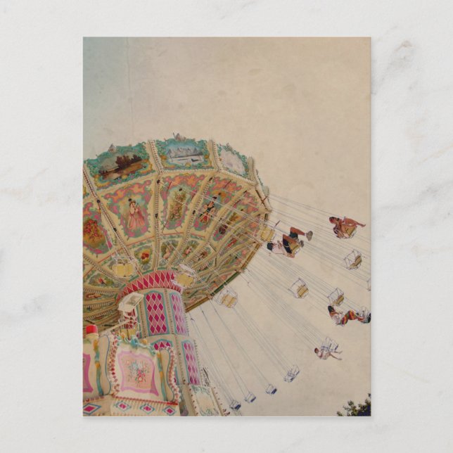 Vintage carousel in Paris Postcard (Front)