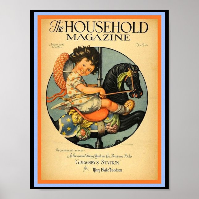 Vintage Carousel Merry-Go-Round Black Hobby Horse  Poster (Front)