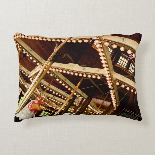 Vintage Carousel Rooster Accent Pillow (Front)