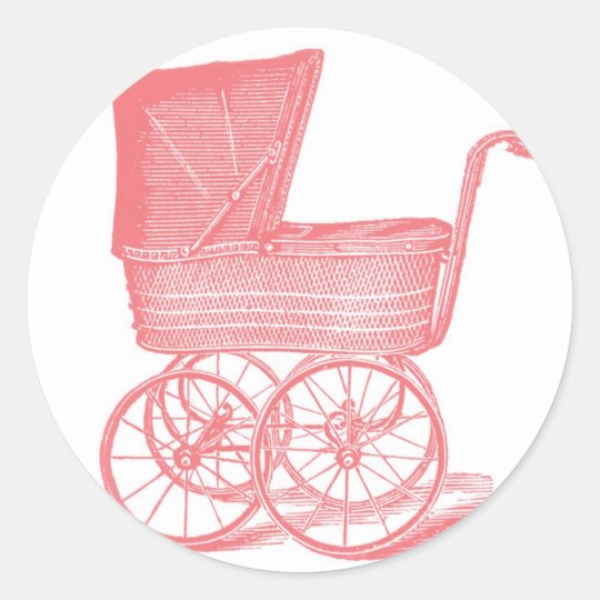 Vintage Carriage Baby Girl Shower Stickers