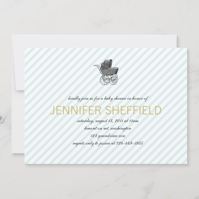 Vintage Carriage - Boy -Baby Shower Invitation (Front)