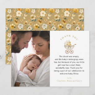 Vintage Carriage Honey Gold Photo Thank You Card