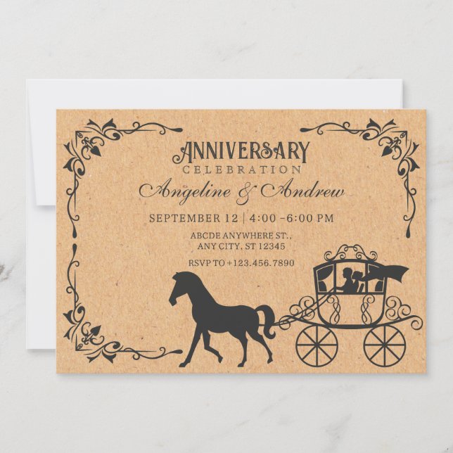 Vintage Carriage royal wedding anniversary Invitation (Front)