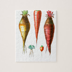 Vintage Carrots Botanical Print Jigsaw Puzzle