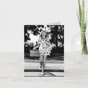 Vintage "Carrying a Picnic Basket" Card